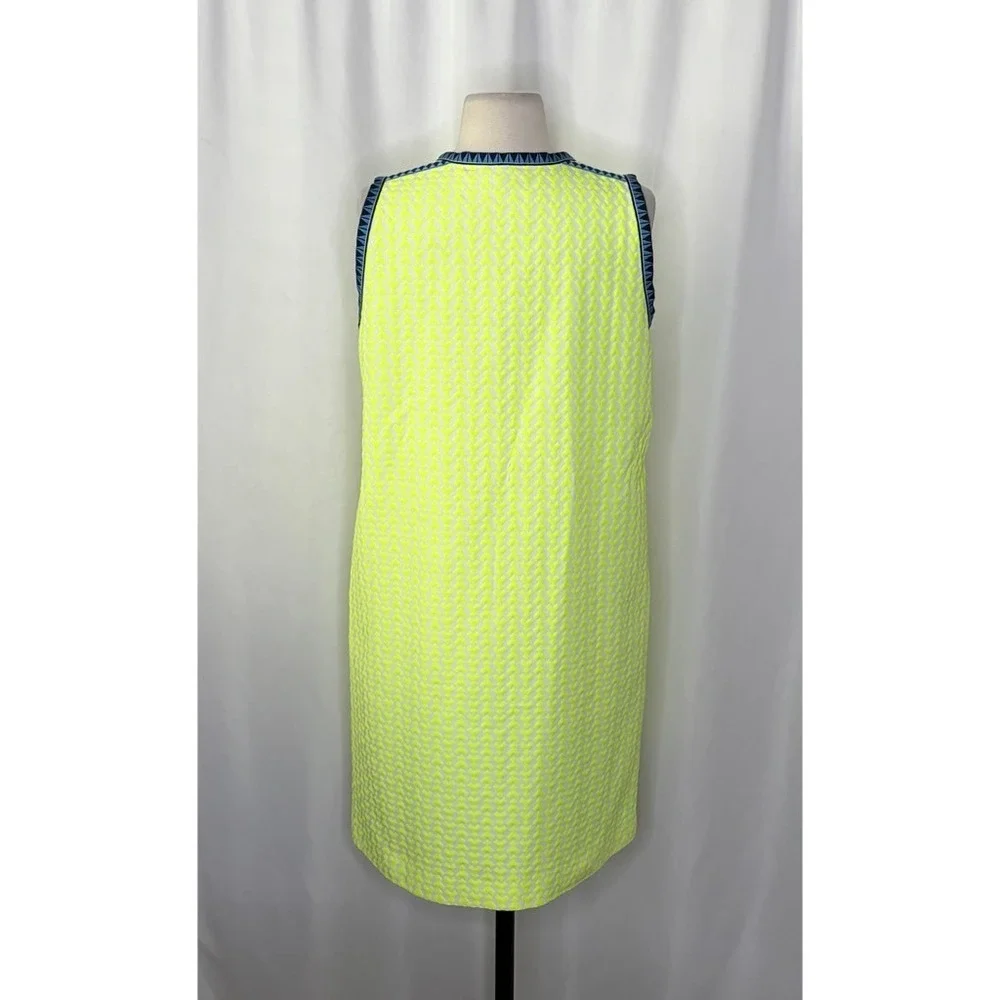 J. Crew Neon Yellow Shift Dress with Navy Trim
